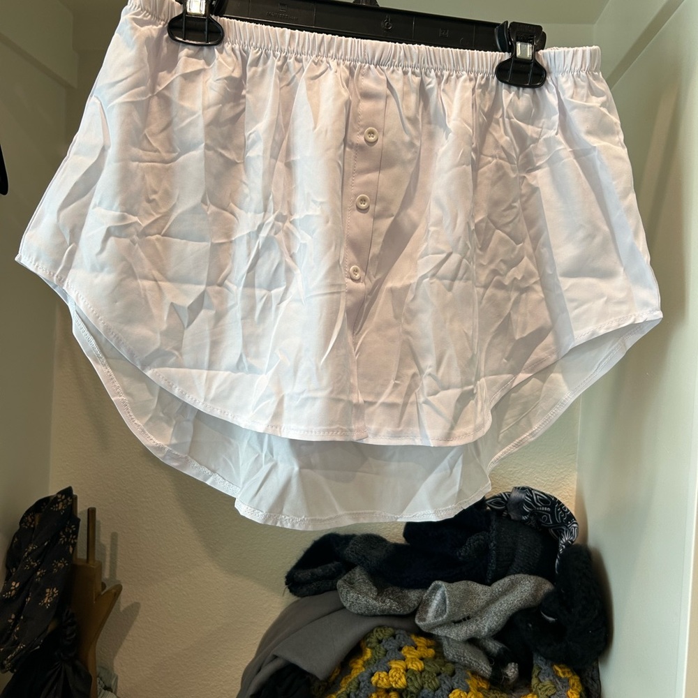 White Button-Front Skirt